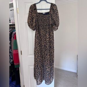 Baltic Born Black and Tan Floral Long Sleeve Dress